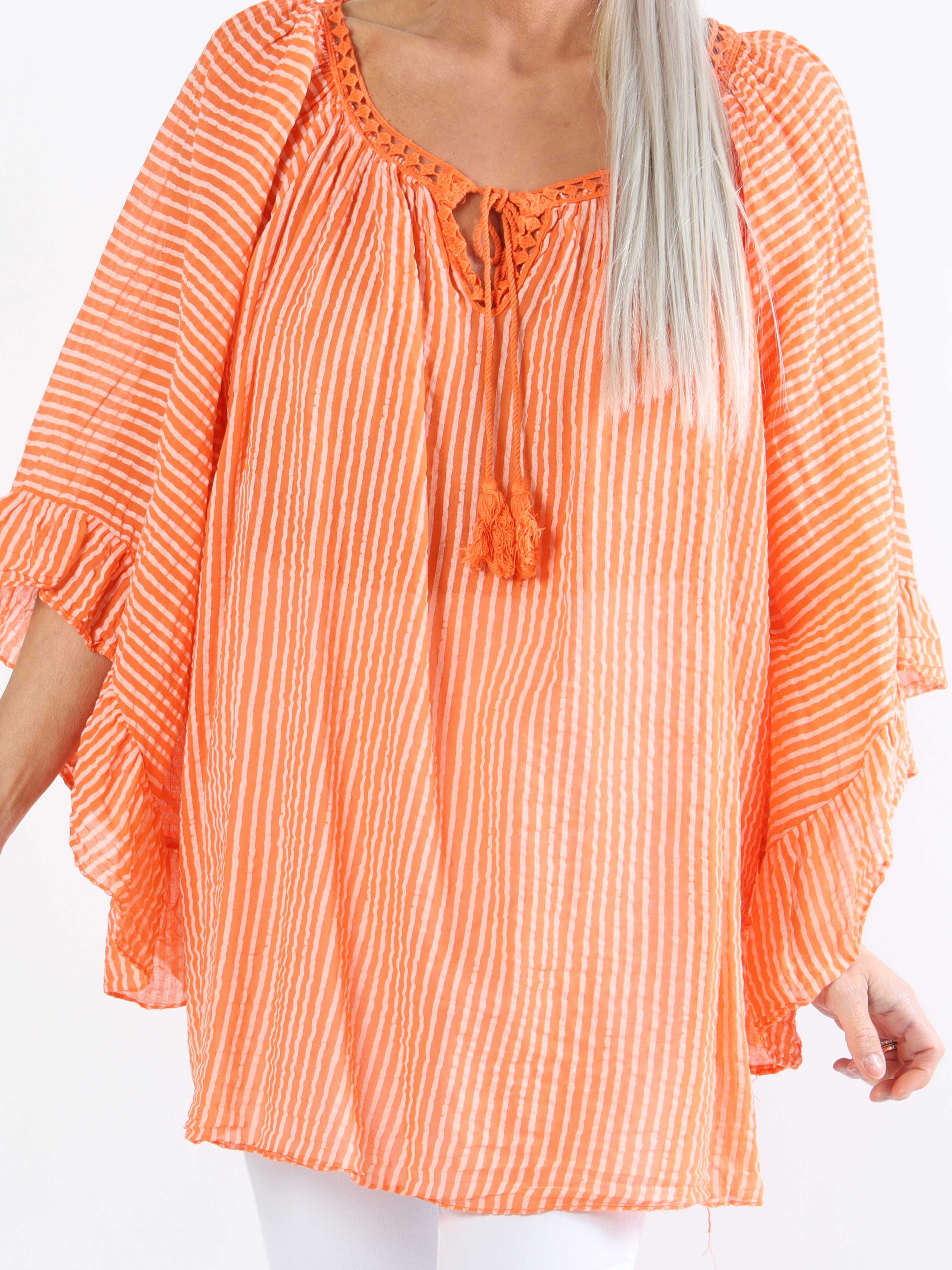 Marija - Söt randig plus size-tunika med vackra ärmar